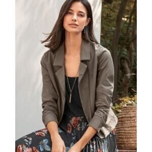 Garnet Hill | 14 | Navy moto-style jacket Cropped Blazer Light Womens